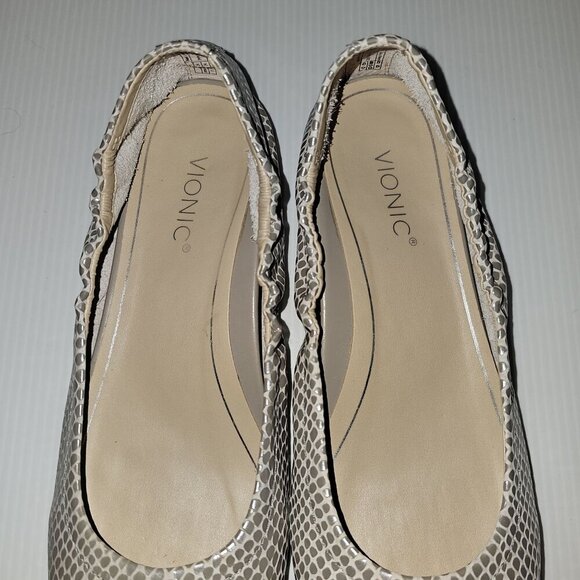 Vionic Alexa Ballet Flat Size 7 Metallic Gray Taupe Leather Lizard Print Slip On - Picture 7 of 13